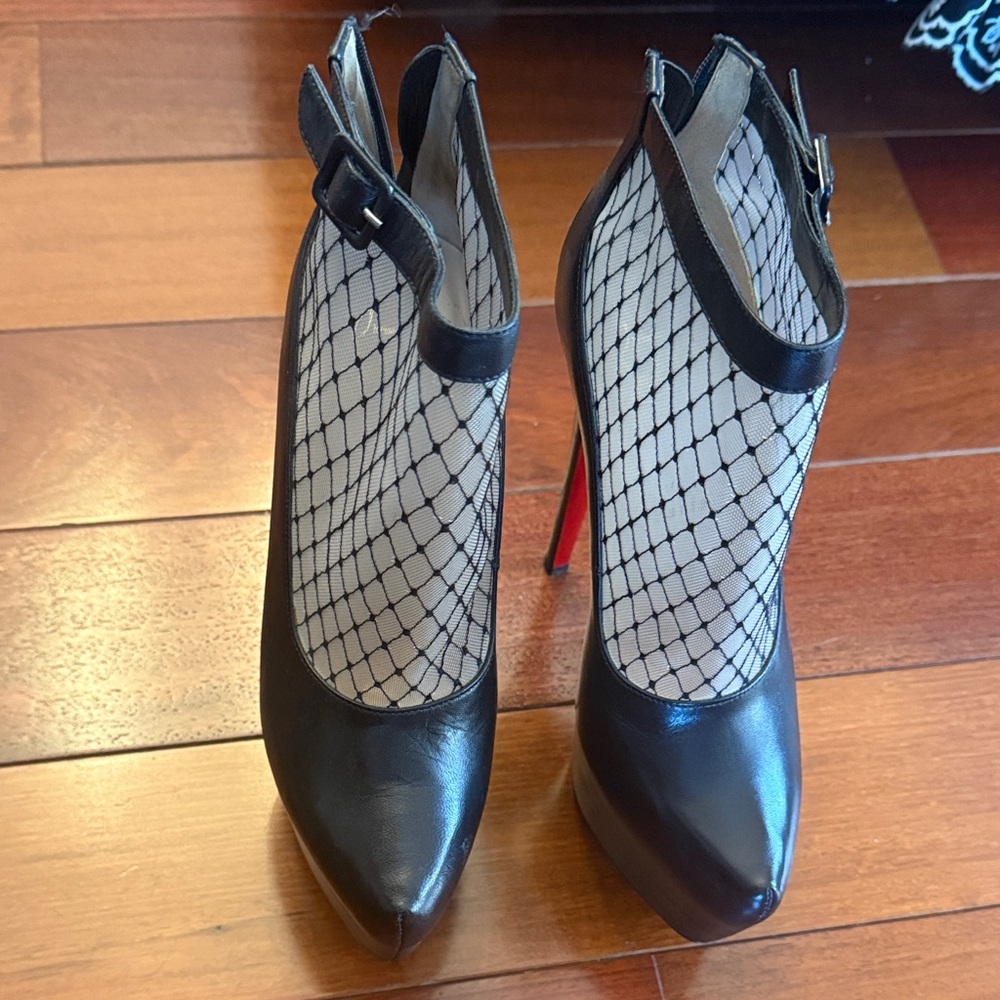 Christian Louboutin Black Mesh Heels